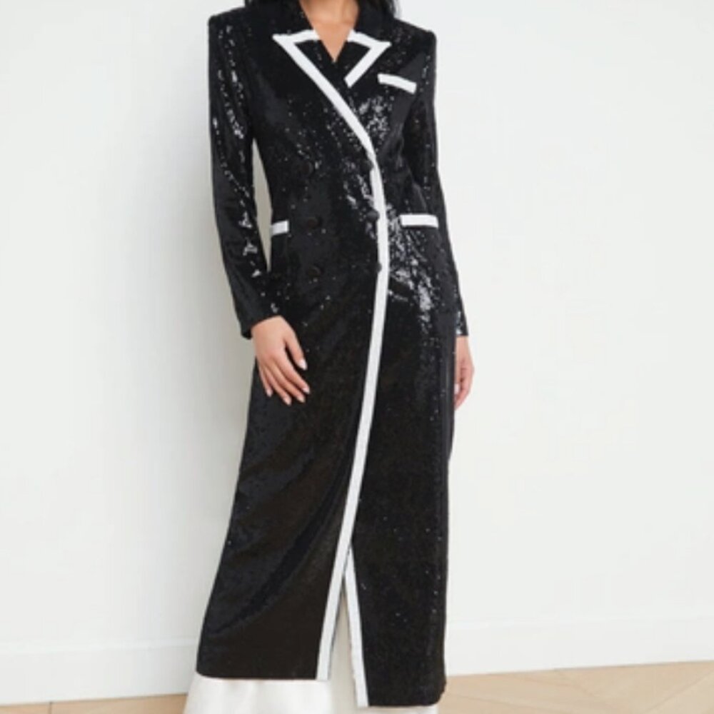L'Agence Black & White Marlowe Sequin Tuxedo Jacket NWOT - Picture 8 of 13